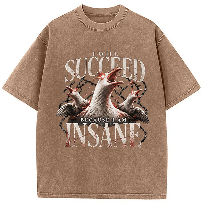 Tokyocanvas I Will Succeed Because I Am Insane Washed T-Shirt