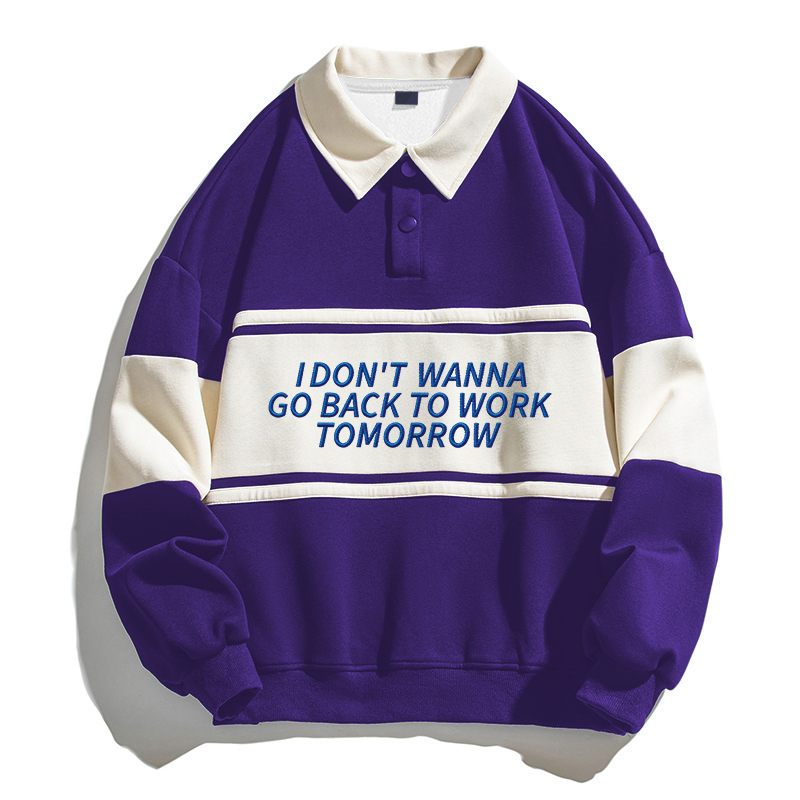 Tokyocanvas Don't Want Work Polo Embroidered Sweatshirt