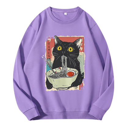 Tokyocanvas Cute Cat Eating Ramen Classic Sweatshirt