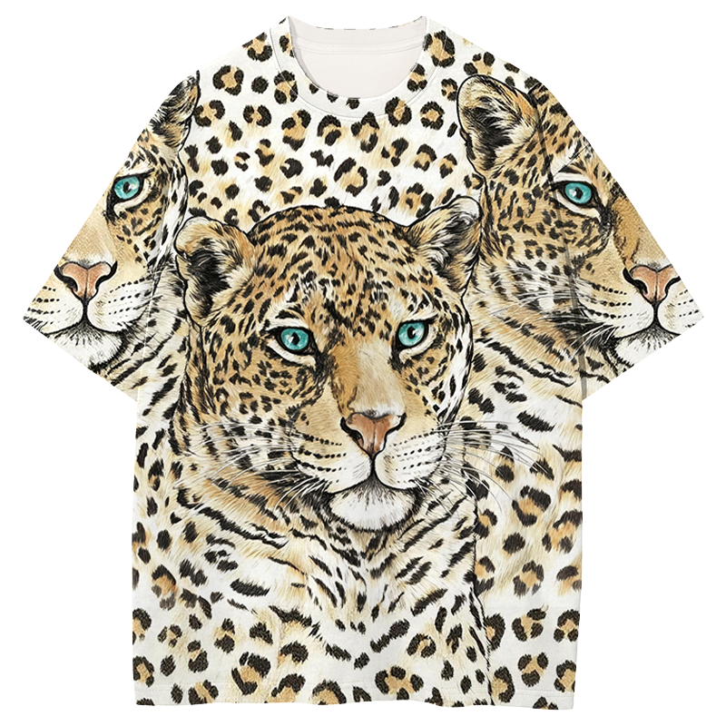 Tokyocanvas Three Leopards Graphic Print T-shirt