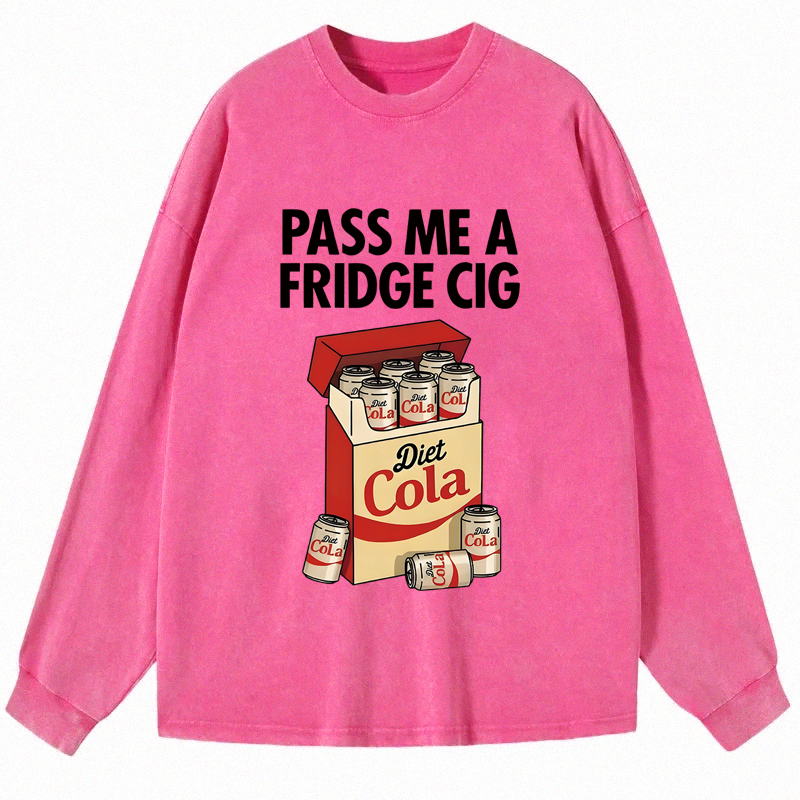 Tokyocanvas Diet Cola Cigarette Pack Long Sleeve Washed T-Shirt