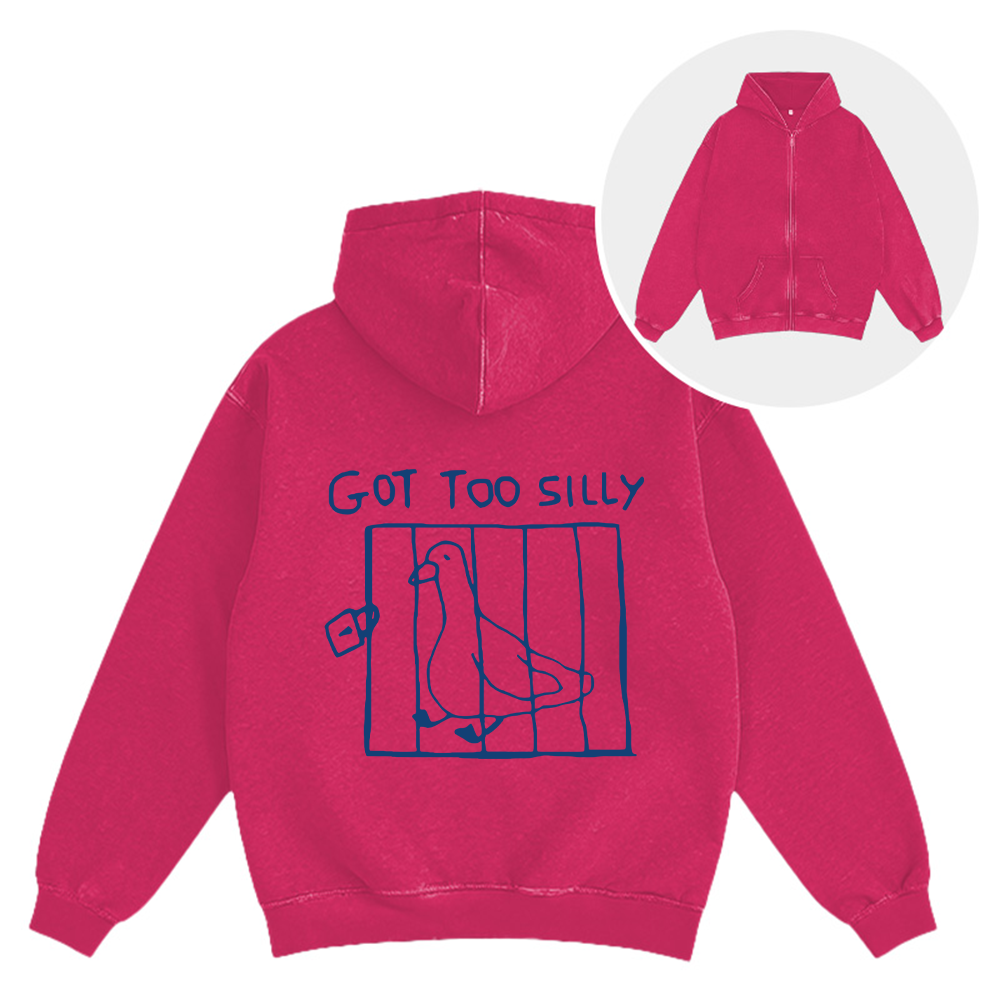 Tokyocanvas Got Too Silly Meme Washed Zip Hoodie