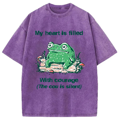 Tokyocanvas My Heart Is Filled With Courage Frog Washed T-Shirt