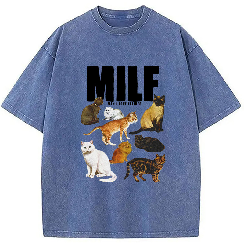Tokyocanvas Man I Love Felines Cute Cat Washed T-Shirt