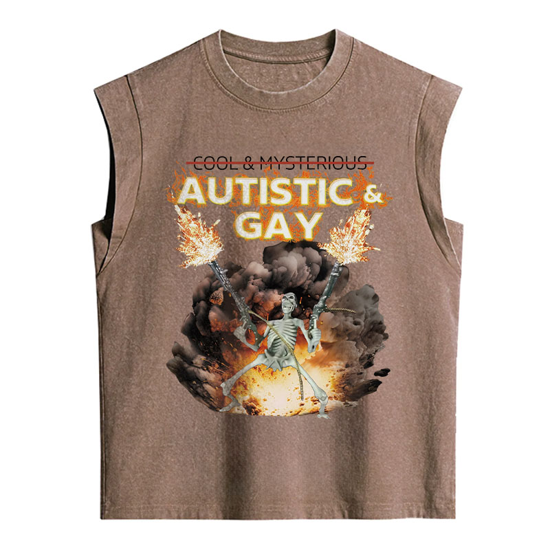 Tokyocanvas Autistic and Gay Skeleton Explosion Sleeveless Tank