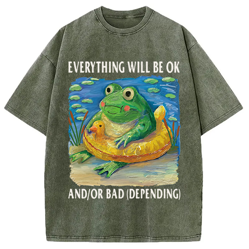 Tokyocanvas Everythings Ok Frog Washed T-Shirt