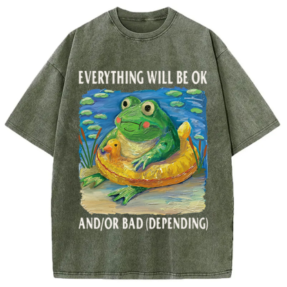 Tokyocanvas Everythings Ok Frog Washed T-Shirt