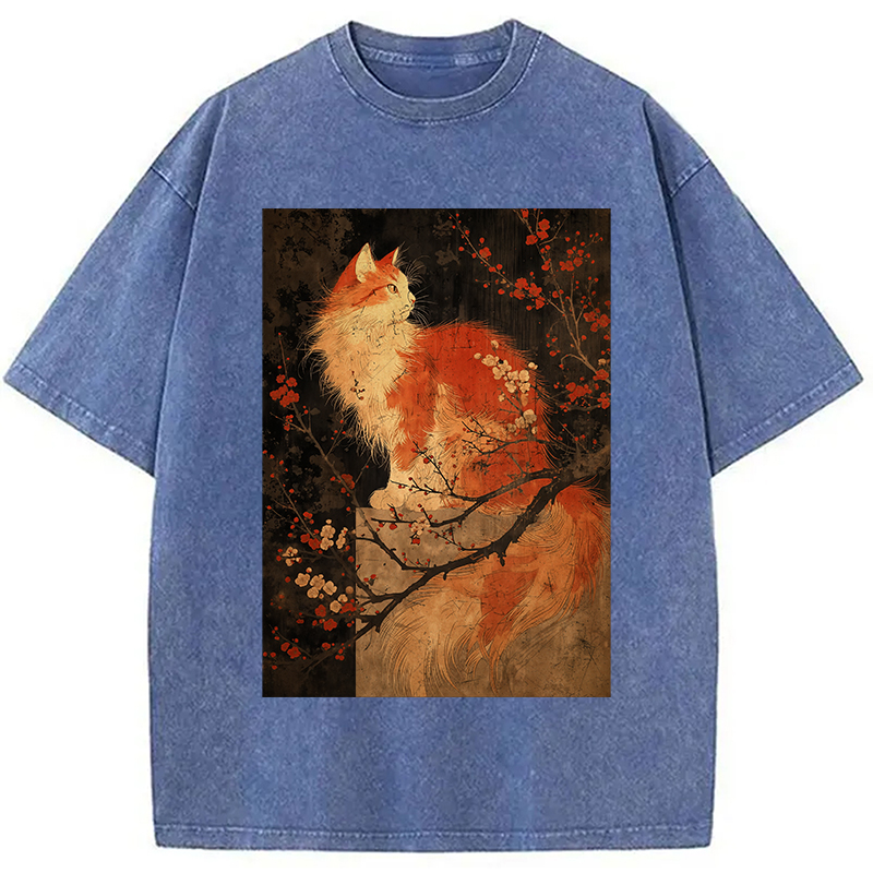 Tokyocanvas Japan Cat Washed T-Shirt