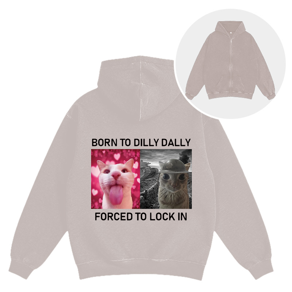 Tokyocanvas Born To Dilly Dally Washed Zip Hoodie
