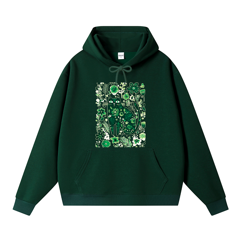 Tokyocanvas A Cat Among Flowers Fleece Lined Hoodie