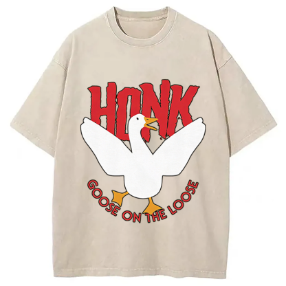 Tokyocanvas Honk Goose On The Loose Washed T-Shirt