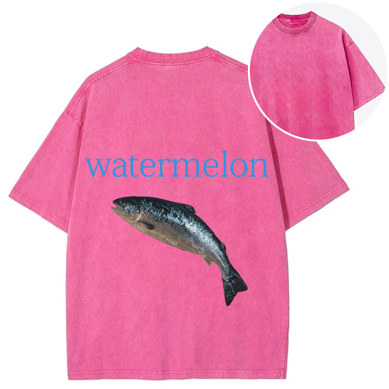 Tokyocanvas Watermelon Fish Back Washed T-Shirt