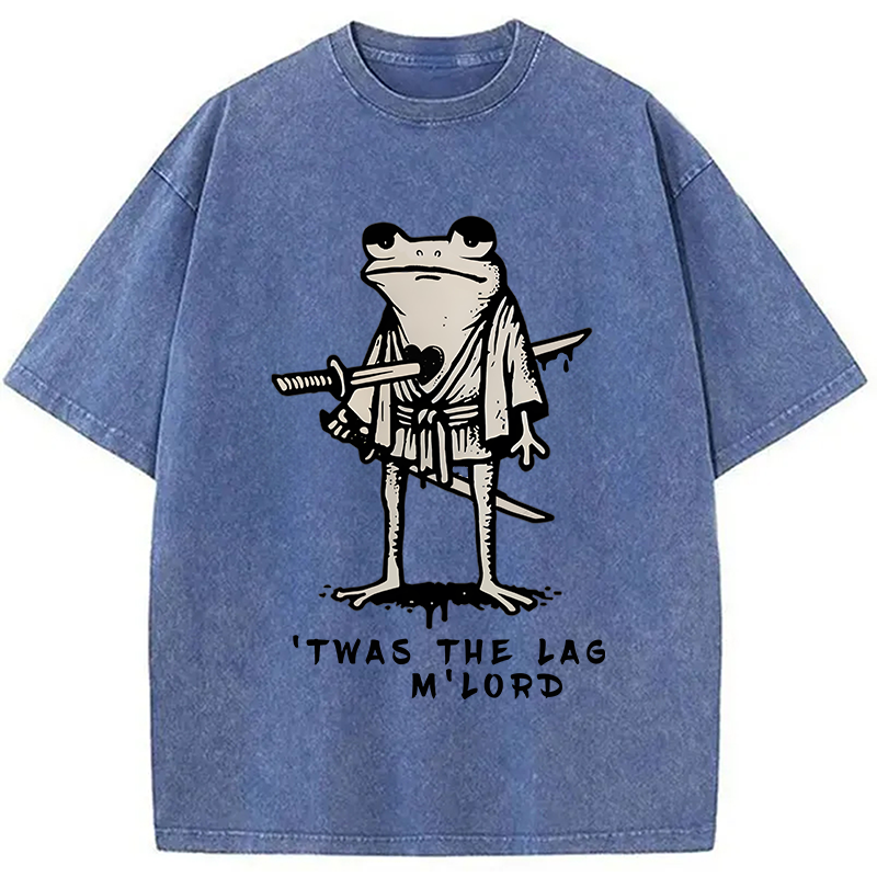 Tokyocanvas Funny Frog Samurai Washed T-Shirt