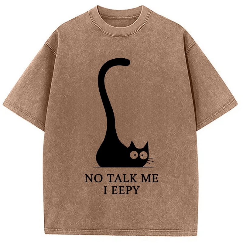 Tokyocanvas Cat Who Doesn't Want To Talk Washed T-Shirt