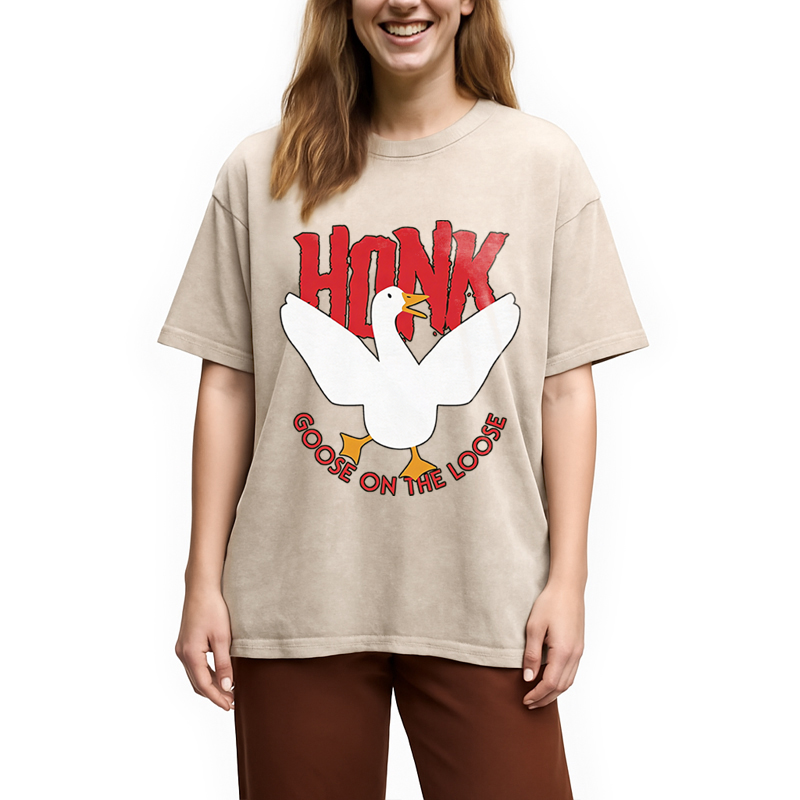 Tokyocanvas Honk Goose On The Loose Washed T-Shirt