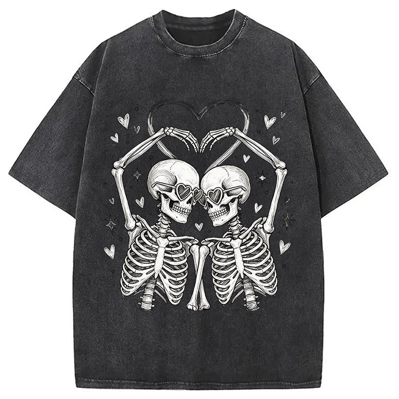 Tokyocanvas Skeleton Valentine Washed T-Shirt