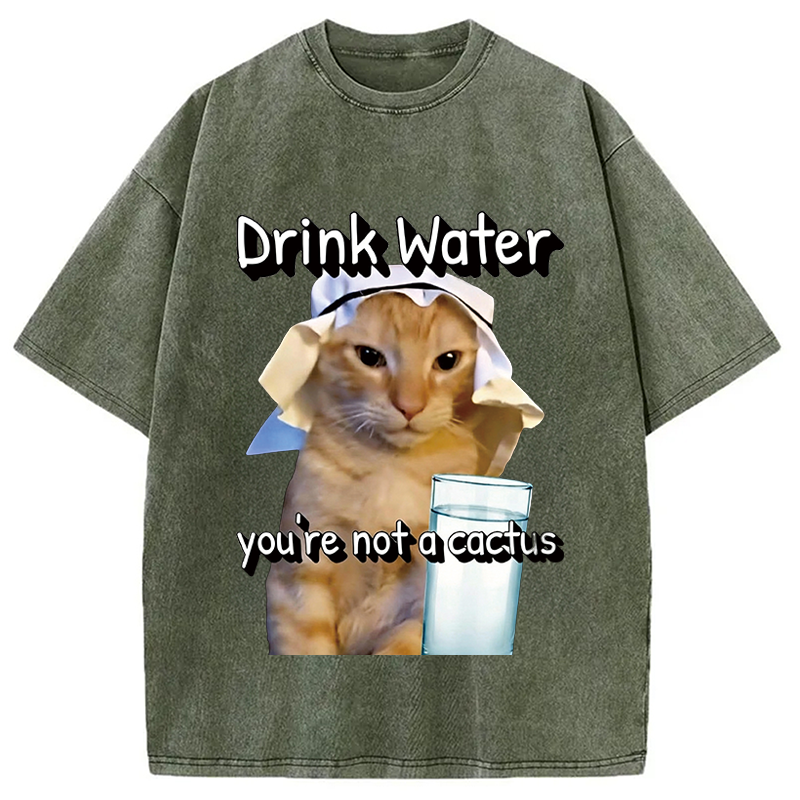 Tokyocanvas Drink Water Washed T-Shirt