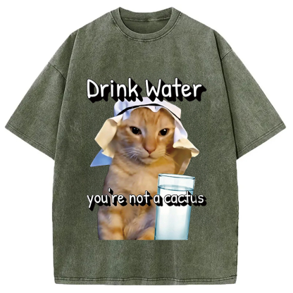 Tokyocanvas Drink Water Washed T-Shirt
