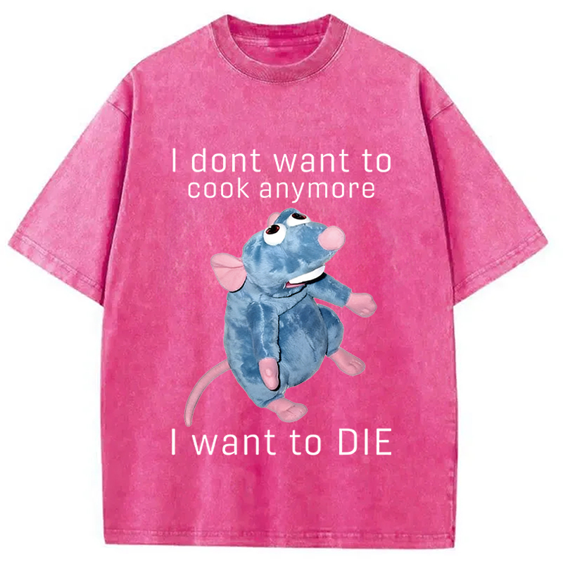 Tokyocanvas I Don't Want To Cook Anymore I Want To Die Rat Washed T-Shirt