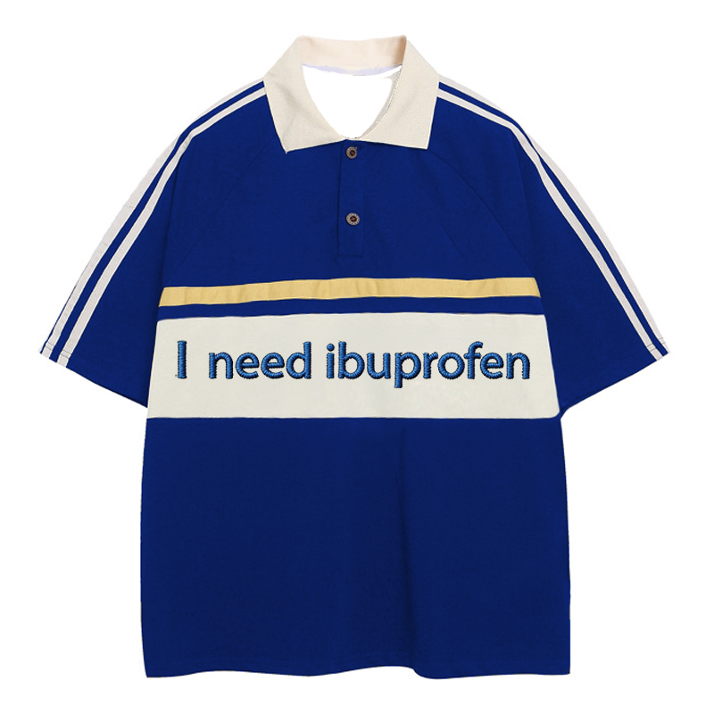 Tokyocanvas I Need Ibuprofen Polo Embroidered T-Shirt