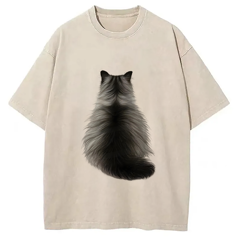 Tokyocanvas Cat's Back Ink Painting Washed T-Shirt