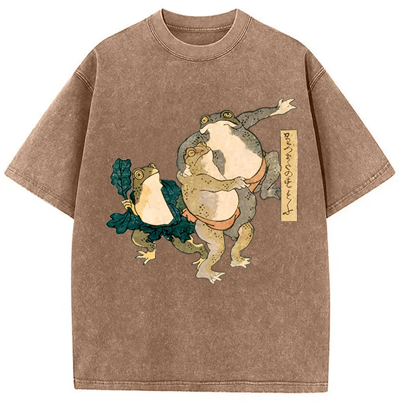 Tokyocanvas Sumo Frogs Japan Washed T-Shirt
