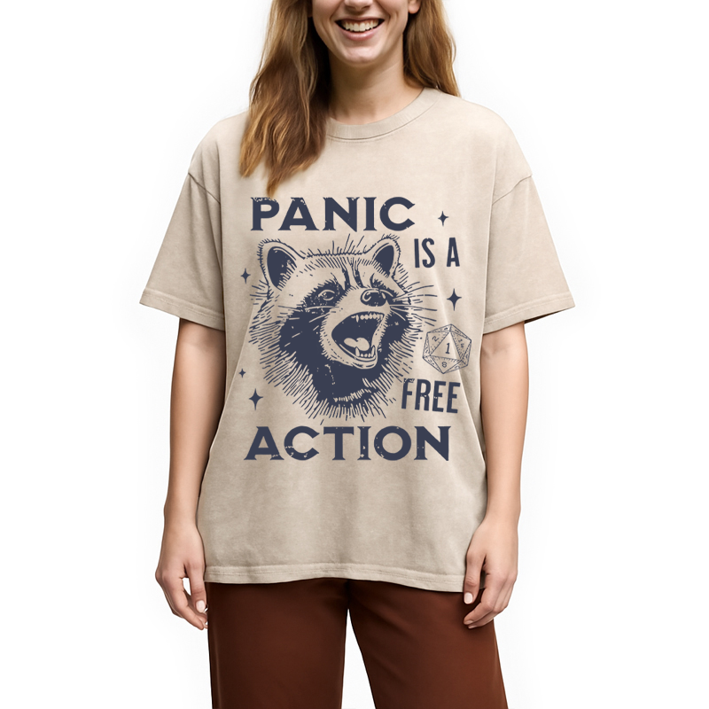 Tokyocanvas Panic Is A Free Action Washed T-Shirt