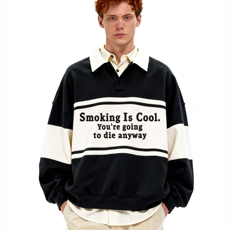 Tokyocanvas Just Smoking Polo Embroidered Sweatshirt