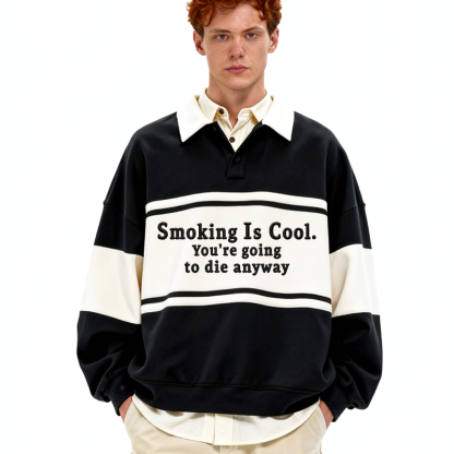 Tokyocanvas Just Smoking Polo Embroidered Sweatshirt
