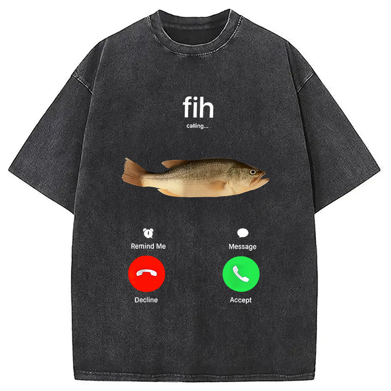 Tokyocanvas Fih Incoming Call Meme Washed T-Shirt