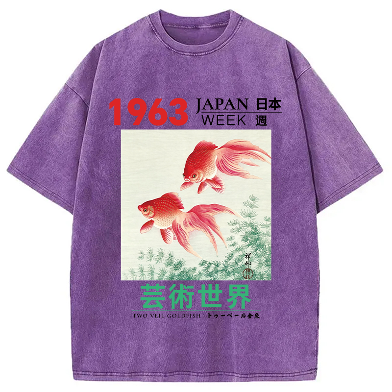 Tokyocanvas Two Veil Goldfish Washed T-Shirt