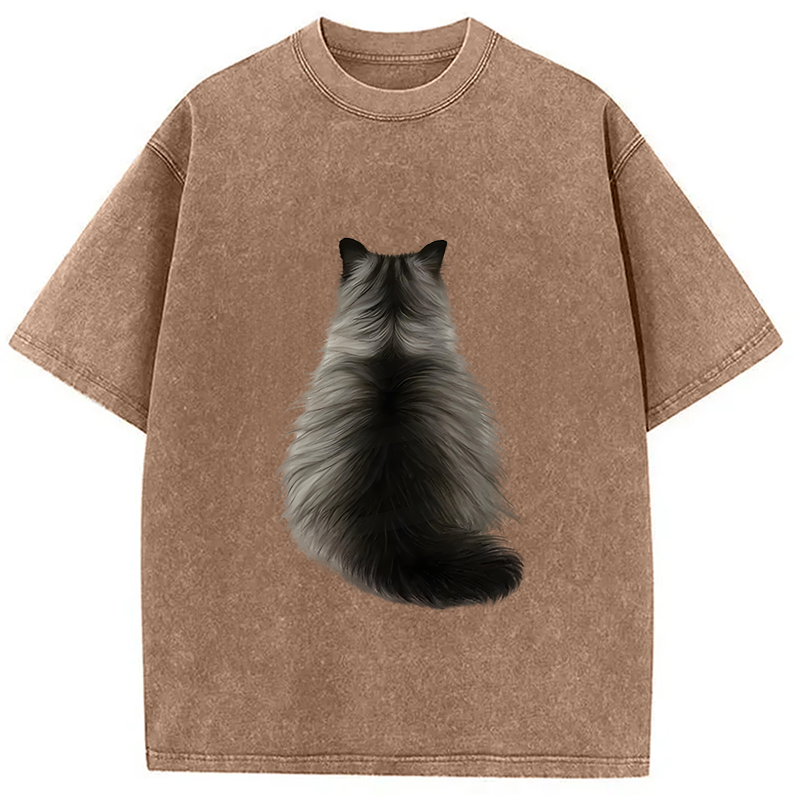 Tokyocanvas Cat's Back Ink Painting Washed T-Shirt