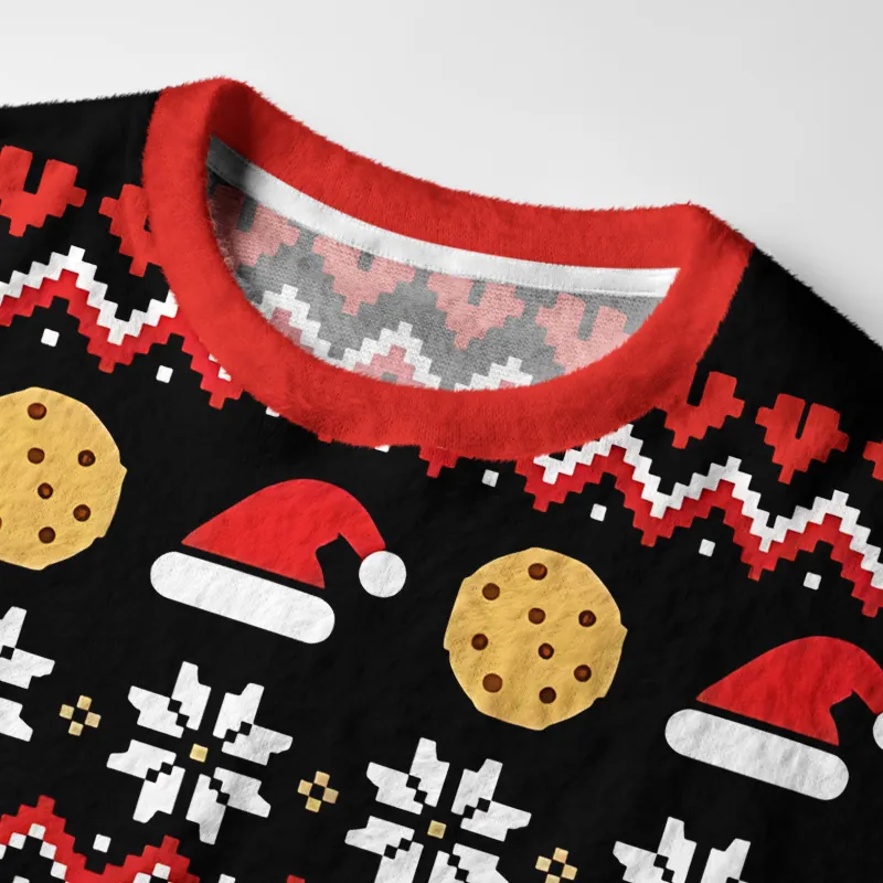 Tokyocanvas Christmas Funny Season Vibe Fuzzy Christmas Ugly Sweatshirt