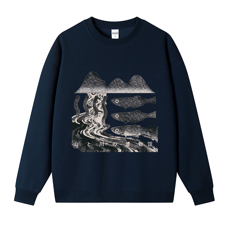 Tokyocanvas Fish Vintage Fleece Lined Sweatshirt