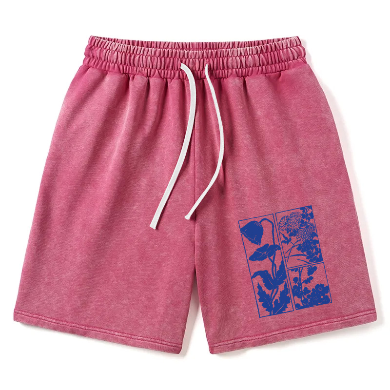 Tokyocanvas Woodcut Flowers Washed Short