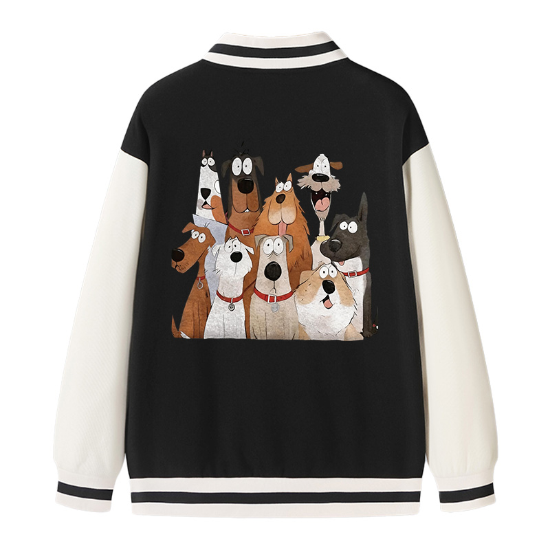 Tokyocanvas Funny Cute Dog Art Print Varsity Jacket