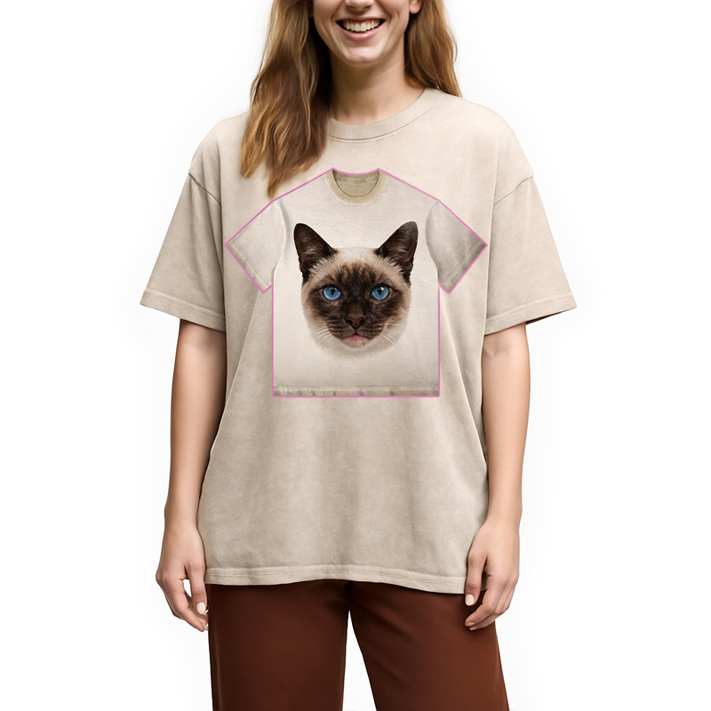Tokyocanvas Coffee Cat Shirt Of Washed T-Shirt