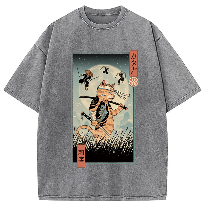 Tokyocanvas Catana the Last Warrior Ukiyo-e Washed T-Shirt