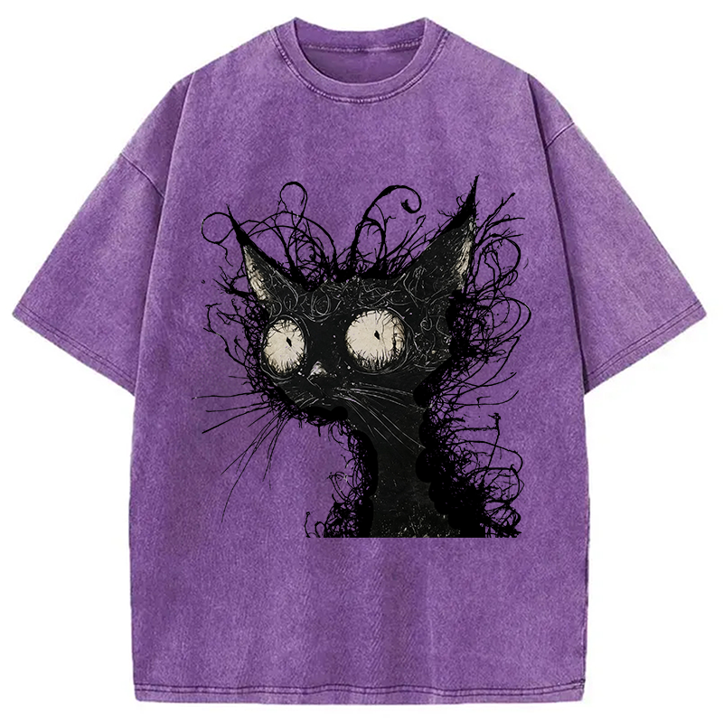 Tokyocanvas Crazy Cat Art Washed T-Shirt
