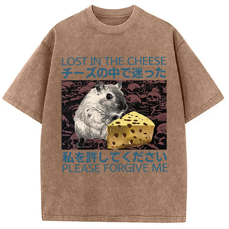 Tokyocanvas Lost in Cheese Japanese Rat Washed T-Shirt