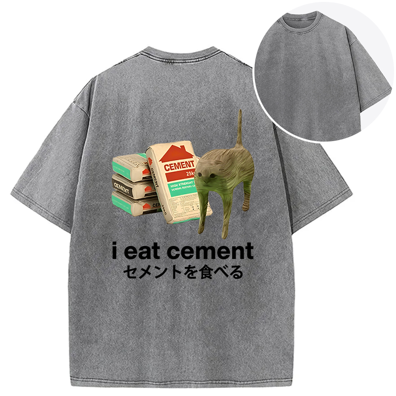 Tokyocanvas Benadryl Meme Cat Back Washed T-Shirt