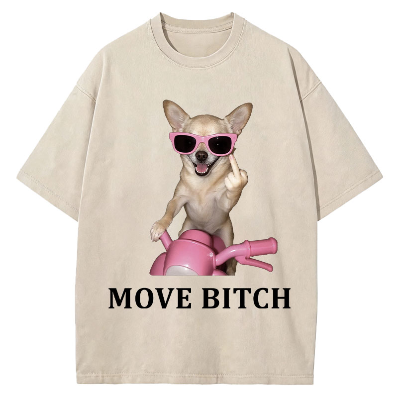 Tokyocanvas Move! Cute Chihuahua Washed T-Shirt