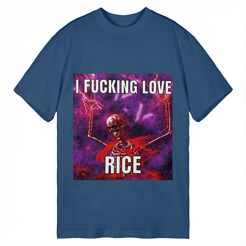 Tokyocanvas I F*cking Love Rice Funny Skeleton Meme Classic T-Shirt