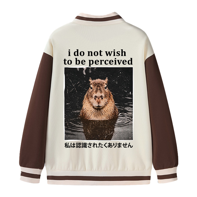 Tokyocanvas I Do Not Wish to Be Perceived Capybara Varsity Jacket