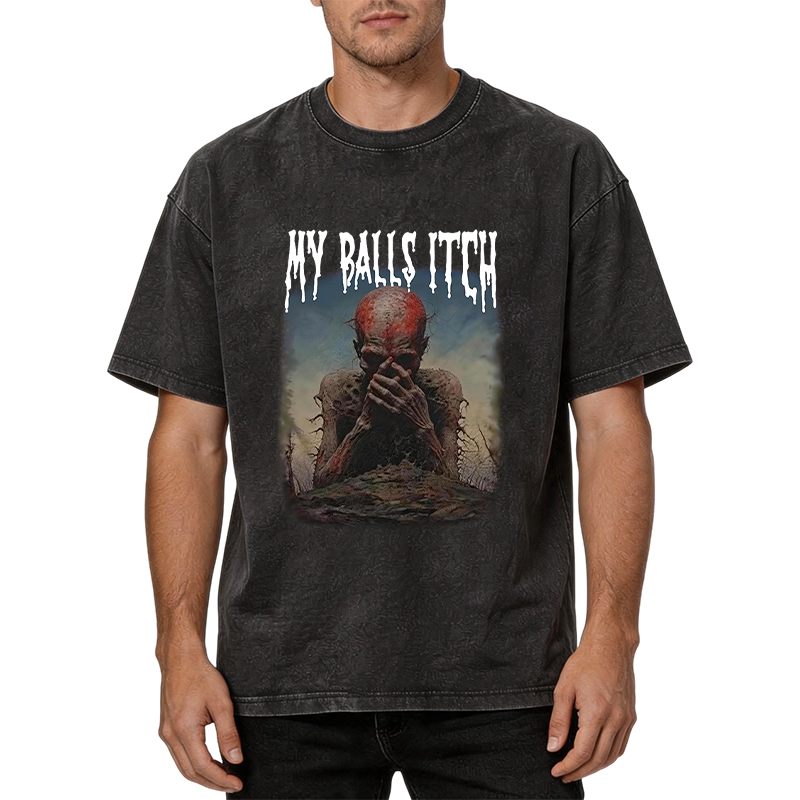 Tokyocanvas My Balls Inch Thinking Skeleton Washed T-Shirt