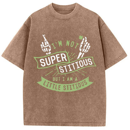 Tokyocanvas I'm Not Superstitious, But I Am A Little Stitious Washed T-Shirt