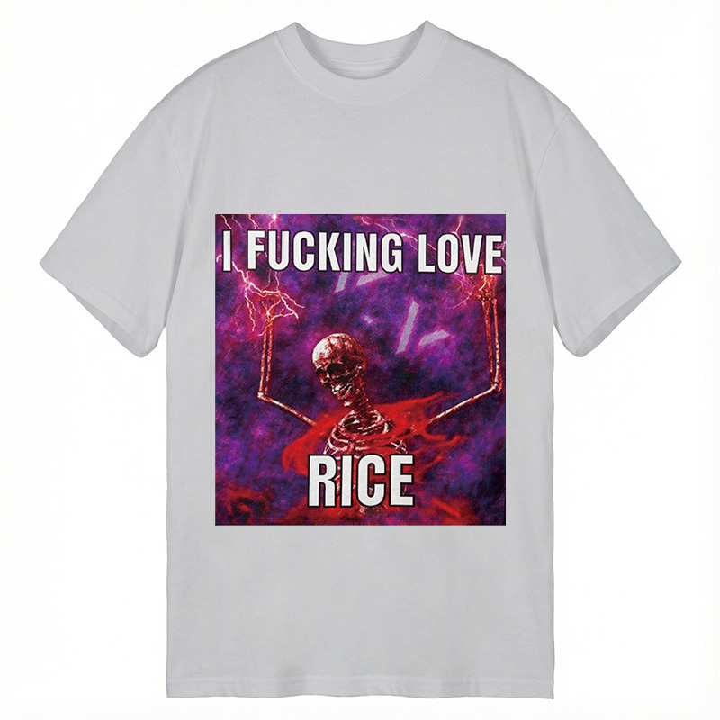 Tokyocanvas I F*cking Love Rice Funny Skeleton Meme Classic T-Shirt