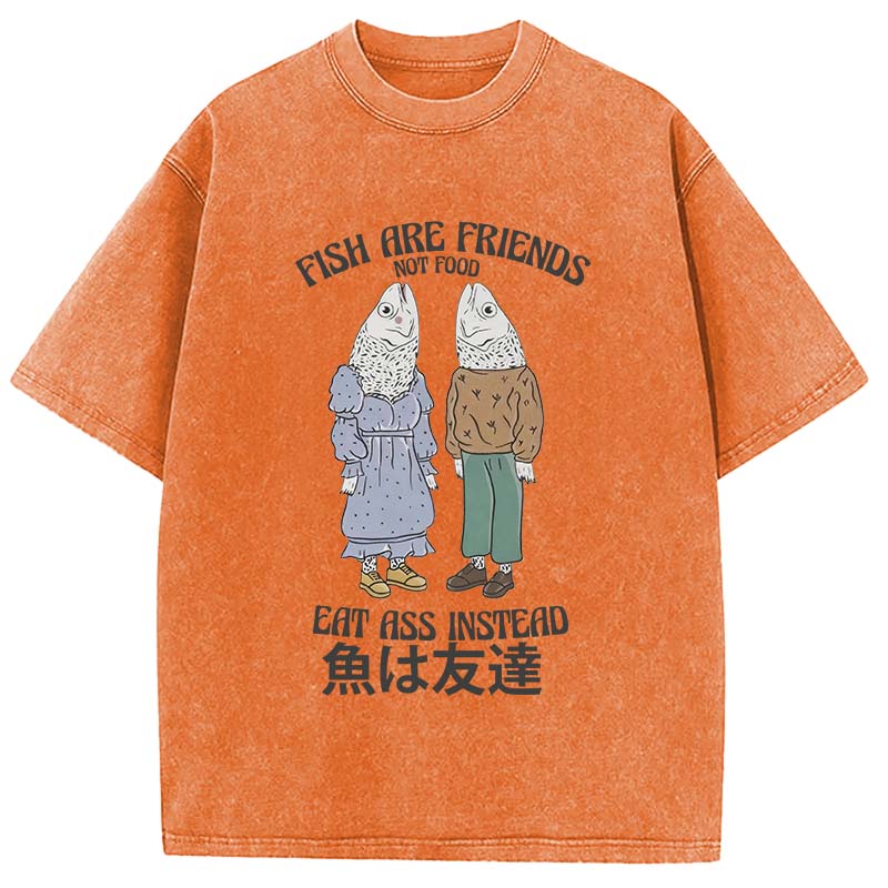 Tokyocanvas Fish Are Friends Not Food Washed T-Shirt