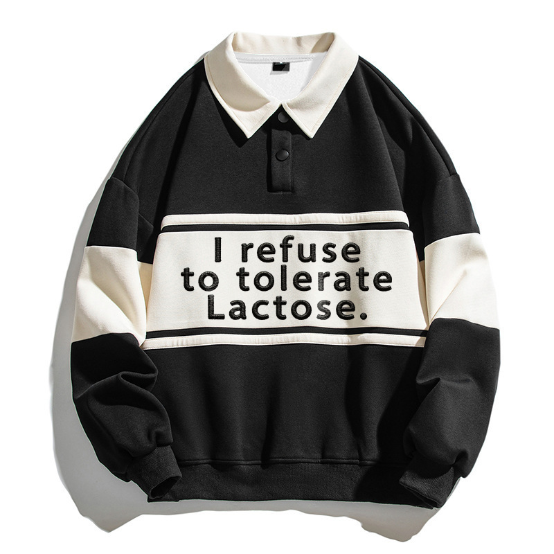 Tokyocanvas I Refuse To Tolerate Lactose Polo Embroidered Sweatshirt