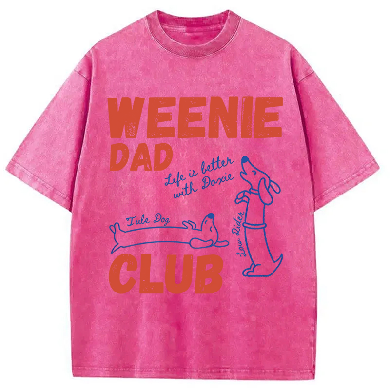 Tokyocanvas Dachshund Dad Club Meme Washed T-Shirt